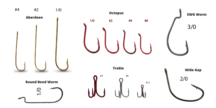 Fishing Hook Sizes in Common Styles