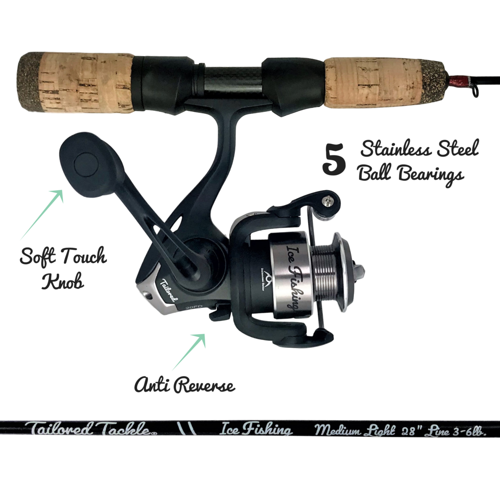 ice-fishing-reel-walleye-perch-panfish-tailored-tackle Ice Fishing Rod Reel Combo Beginners Tailored Tackle