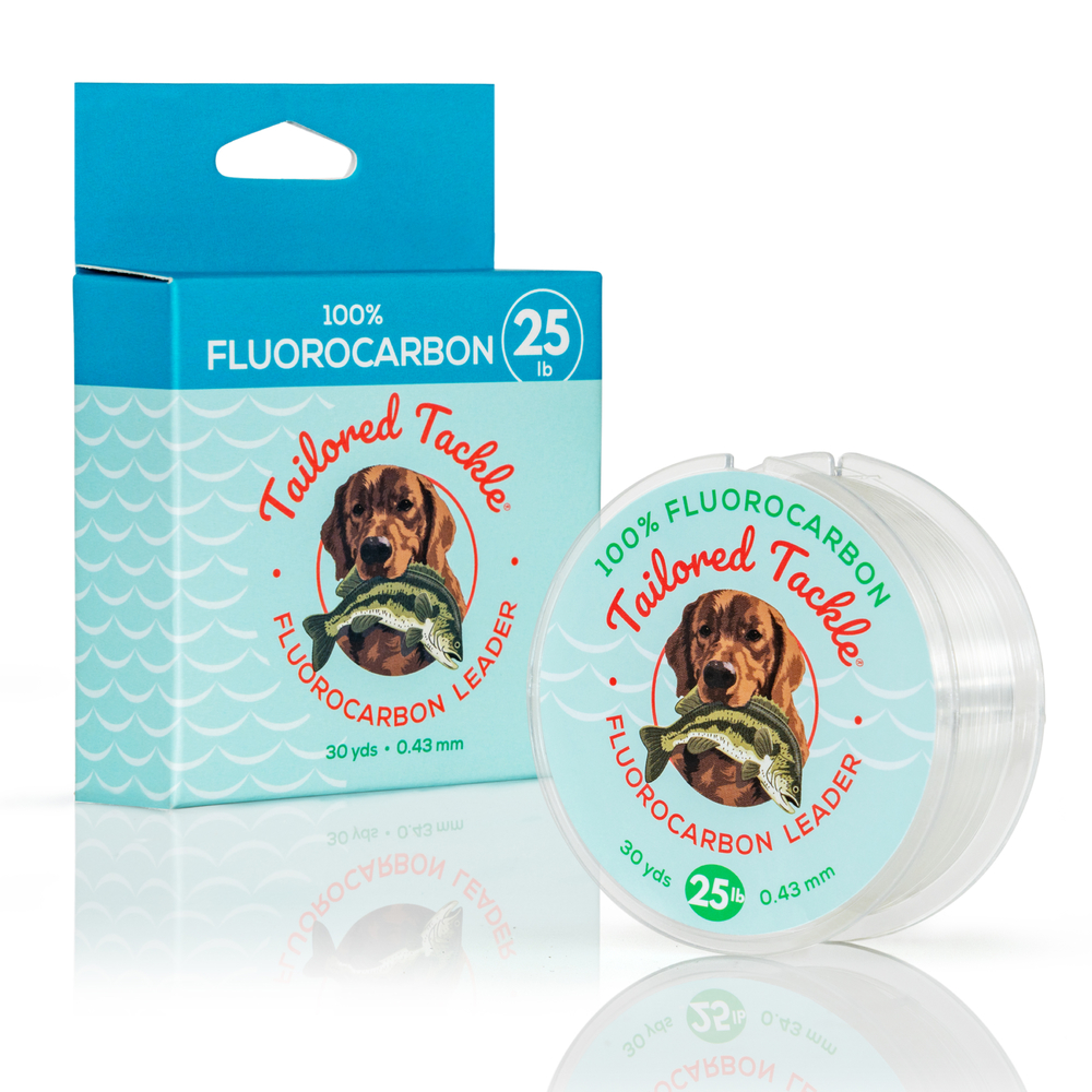 Mobile Fluorocarbon Leader Line 25Lb Test 30Yds Fishing Line Spool Front Double Angle