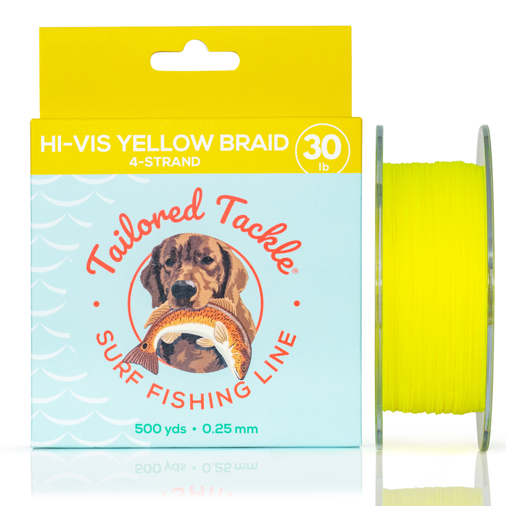 Mobile Surf Fishing Line Saltwater Braided 30lb 500yds Hi-Vis Yellow Braid Front